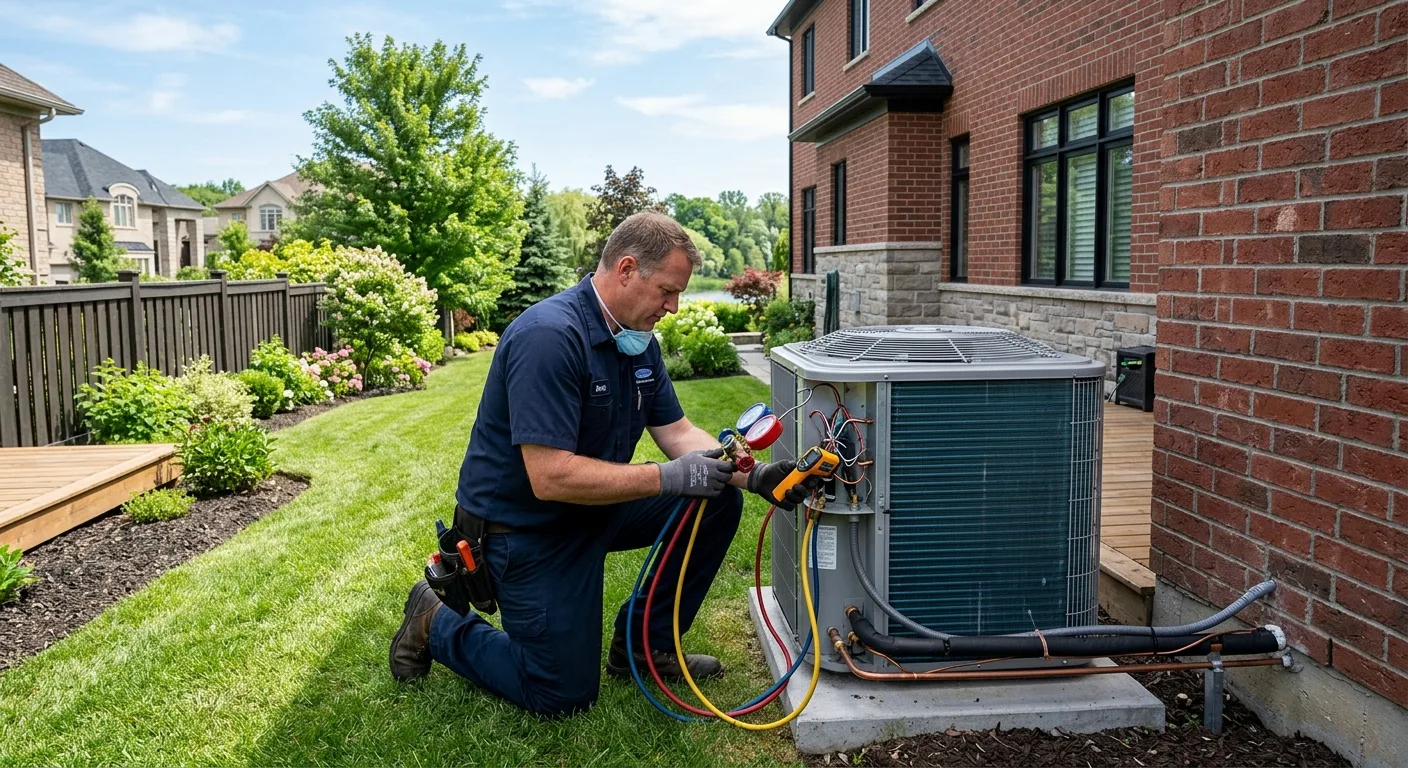 HVAC repair work in progress at Oakville home
